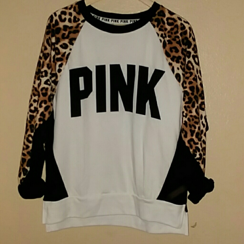 NWT!Pink leopard crew neck